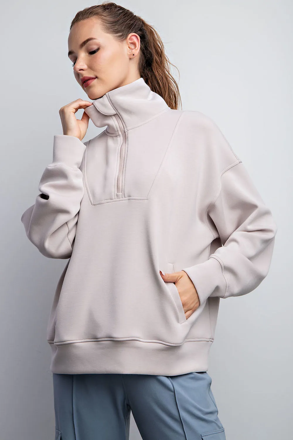 1/4 Zip Mock Neck Pullover
