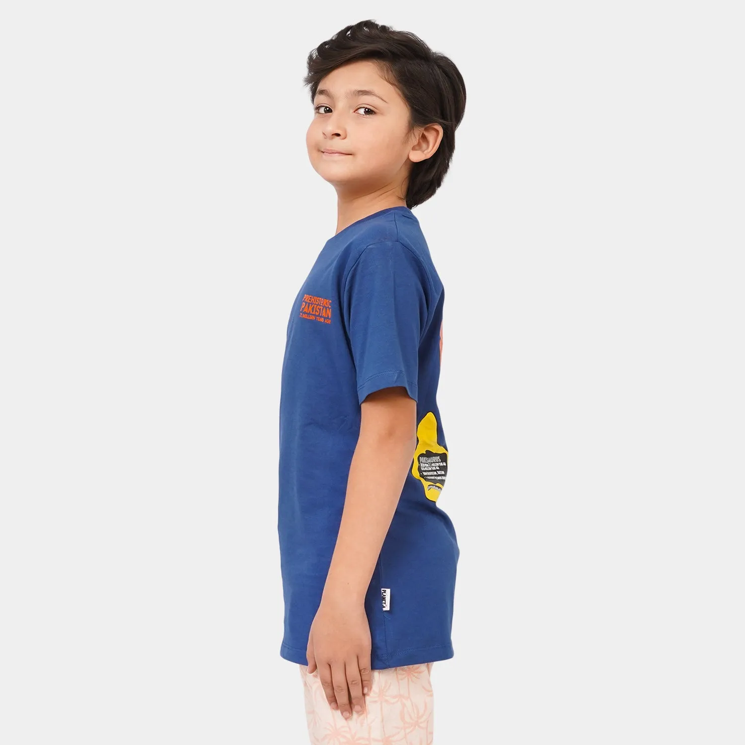 Boys T-Shirt Pre-Historic - Navy Peony