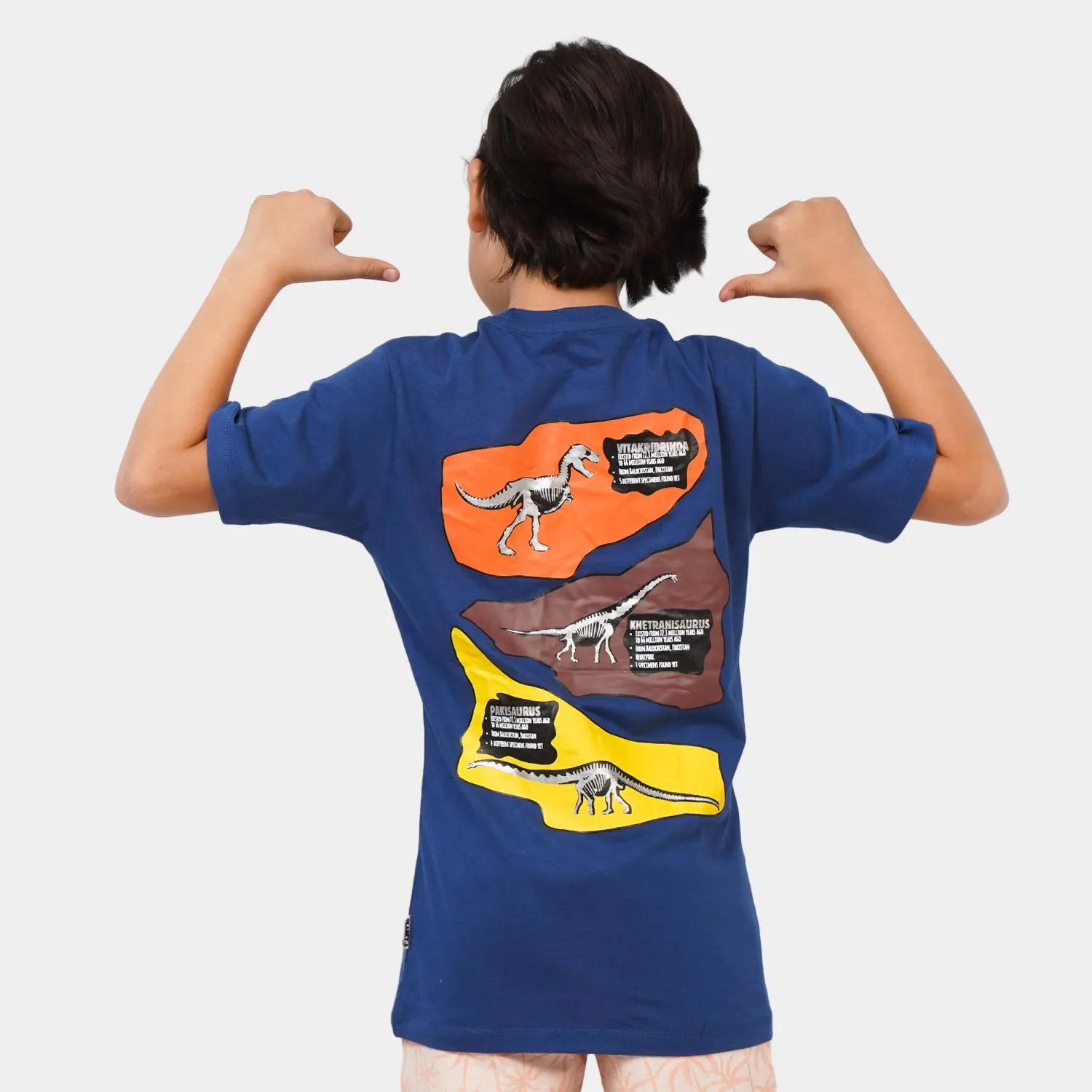 Boys T-Shirt Pre-Historic - Navy Peony
