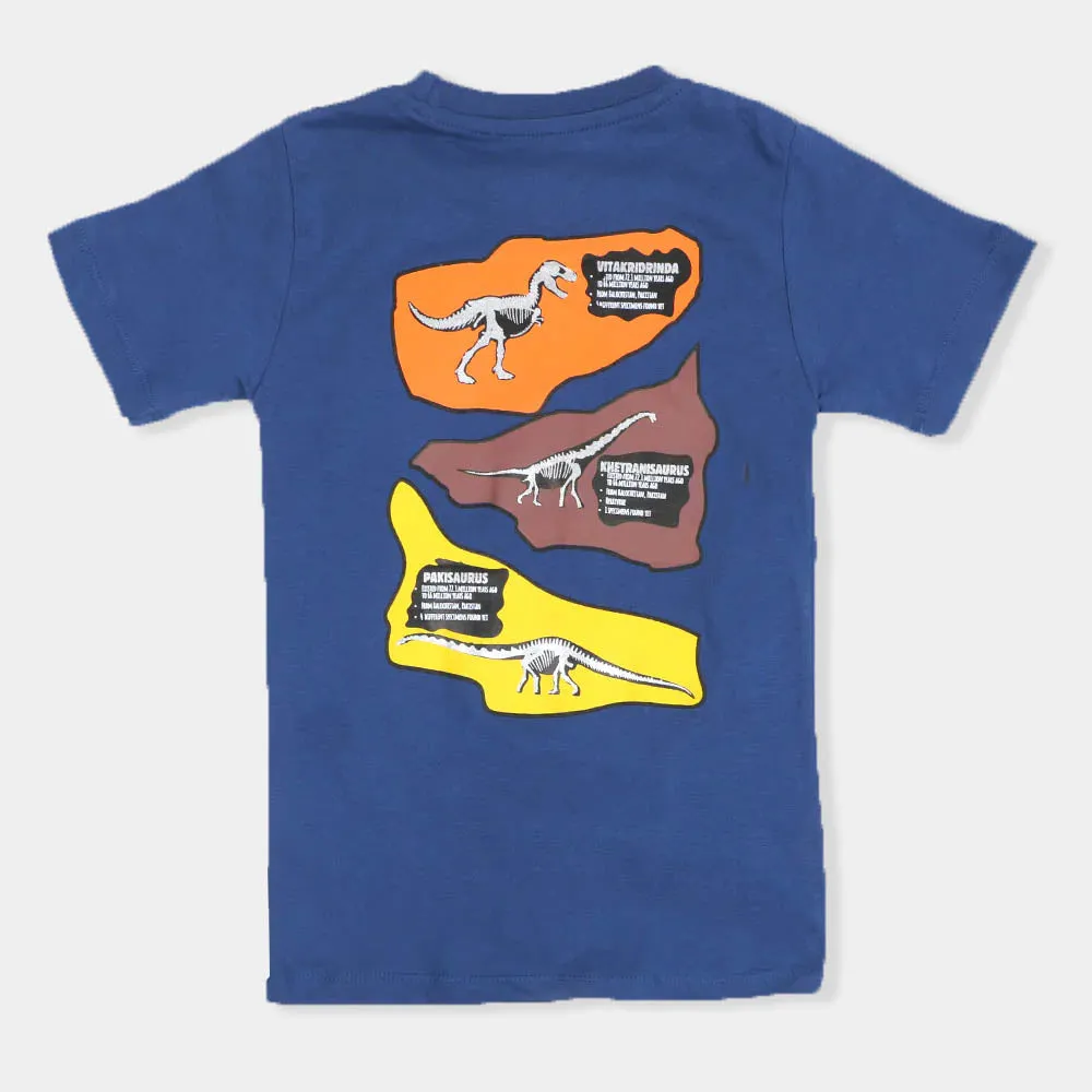 Boys T-Shirt Pre-Historic - Navy Peony