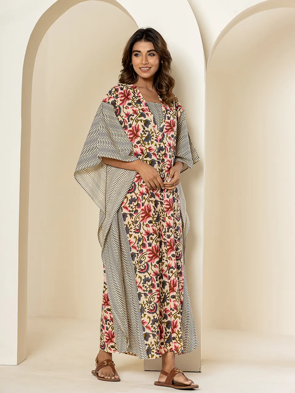 Chic off white slate - 2 piece Pure Cotton Kaftan Set