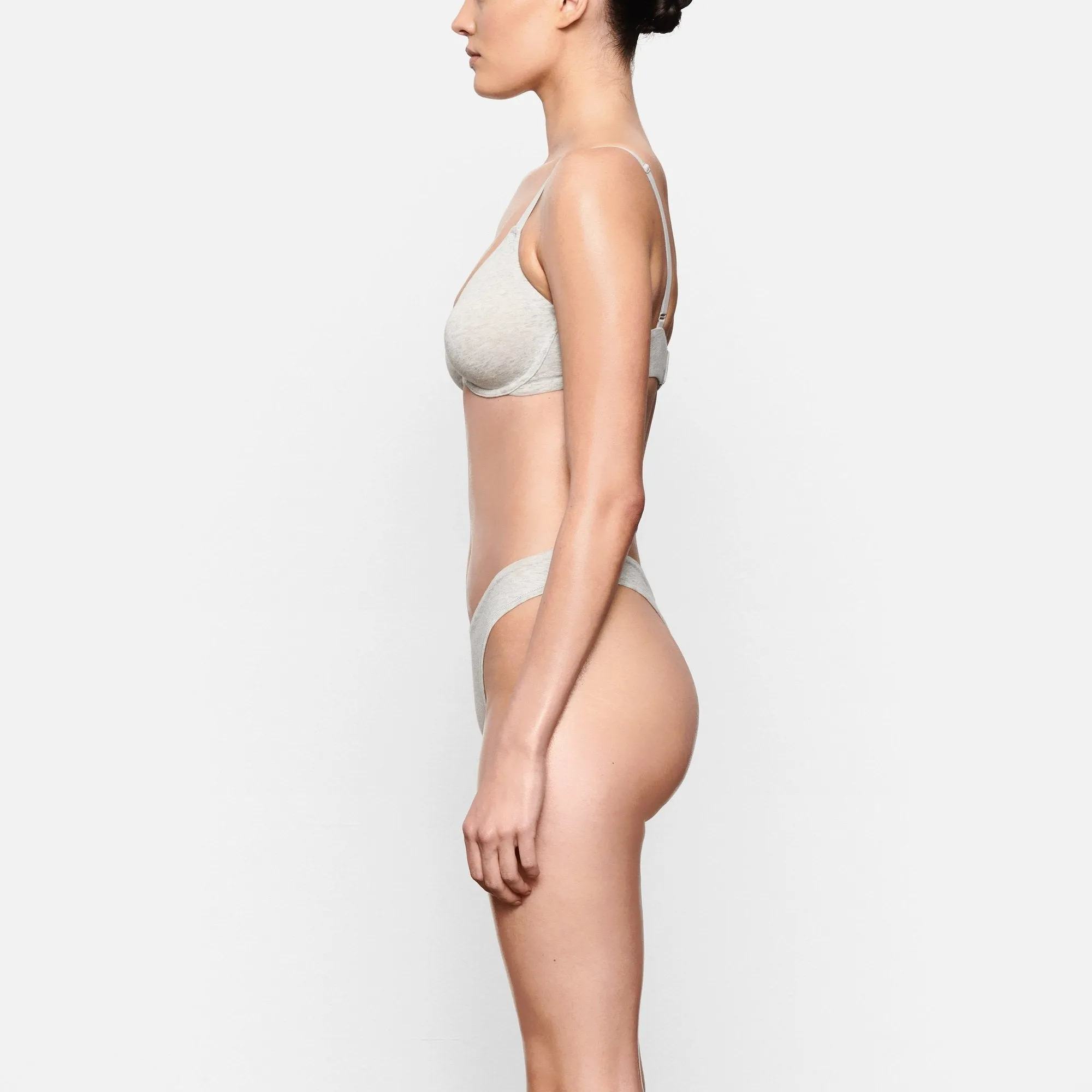 COTTON JERSEY UNDERWIRE BRA | LIGHT HEATHER GREY