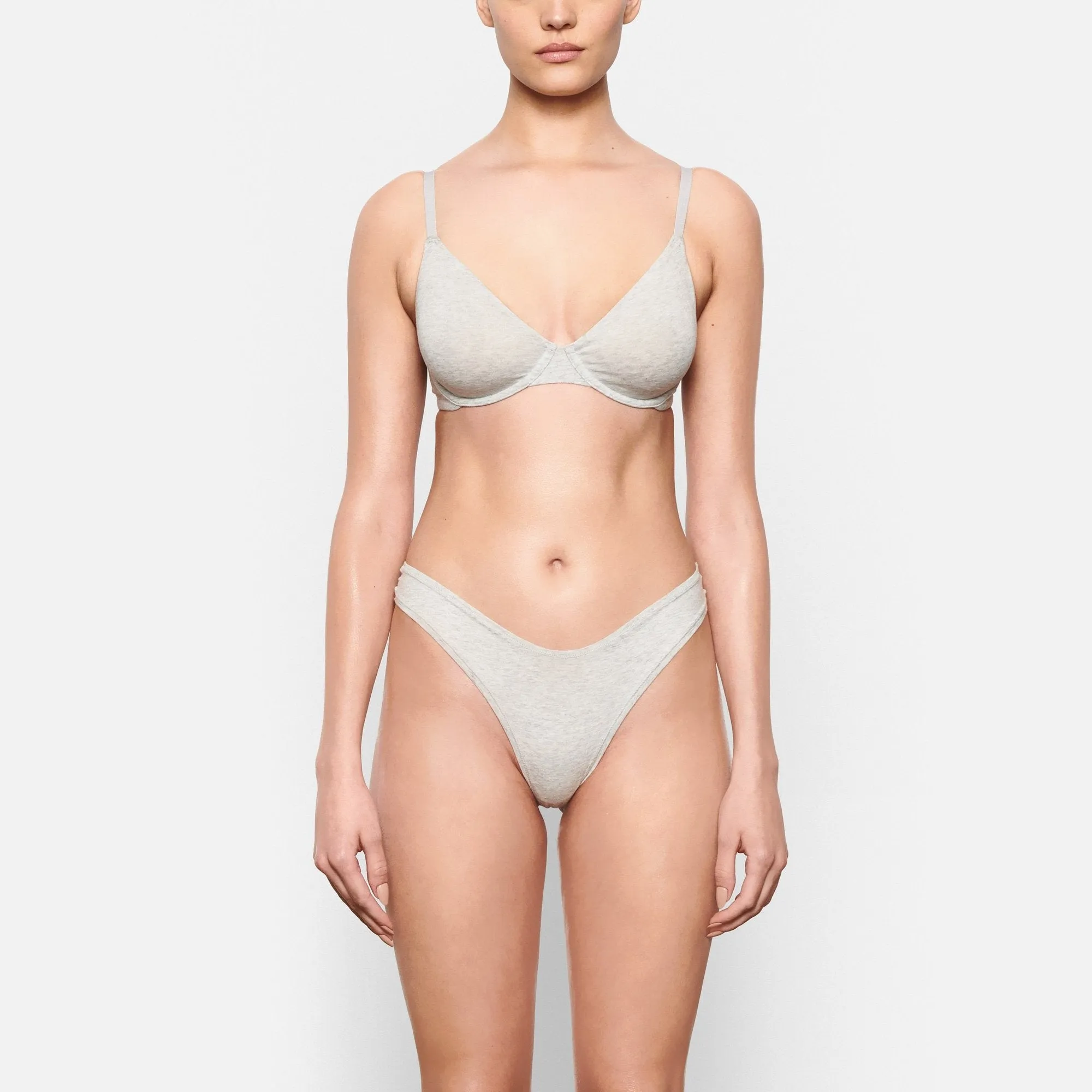 COTTON JERSEY UNDERWIRE BRA | LIGHT HEATHER GREY