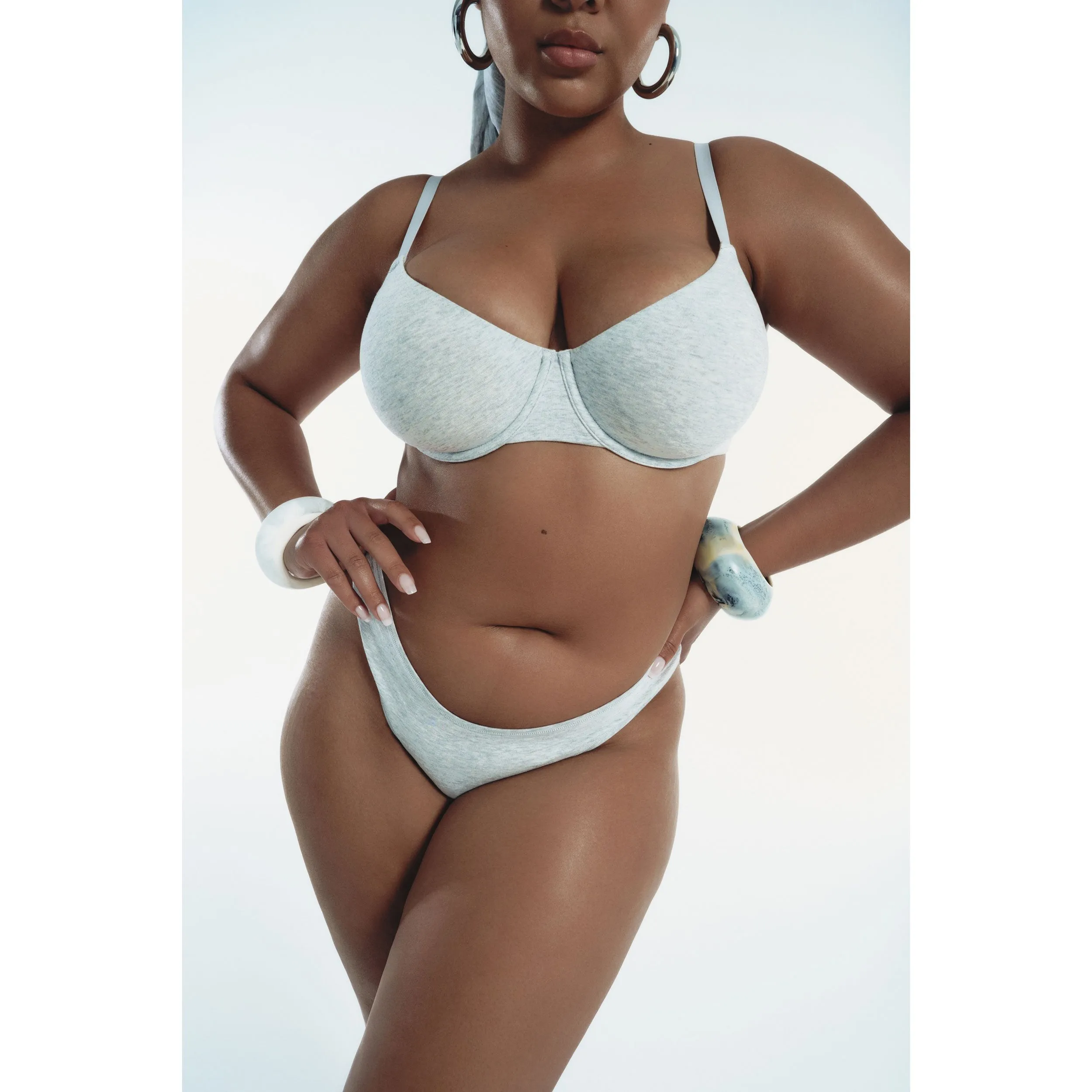 COTTON JERSEY UNDERWIRE BRA | LIGHT HEATHER GREY