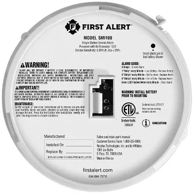 First Alert Alarm Smoke DC SMI100 Clam 2pk Tray