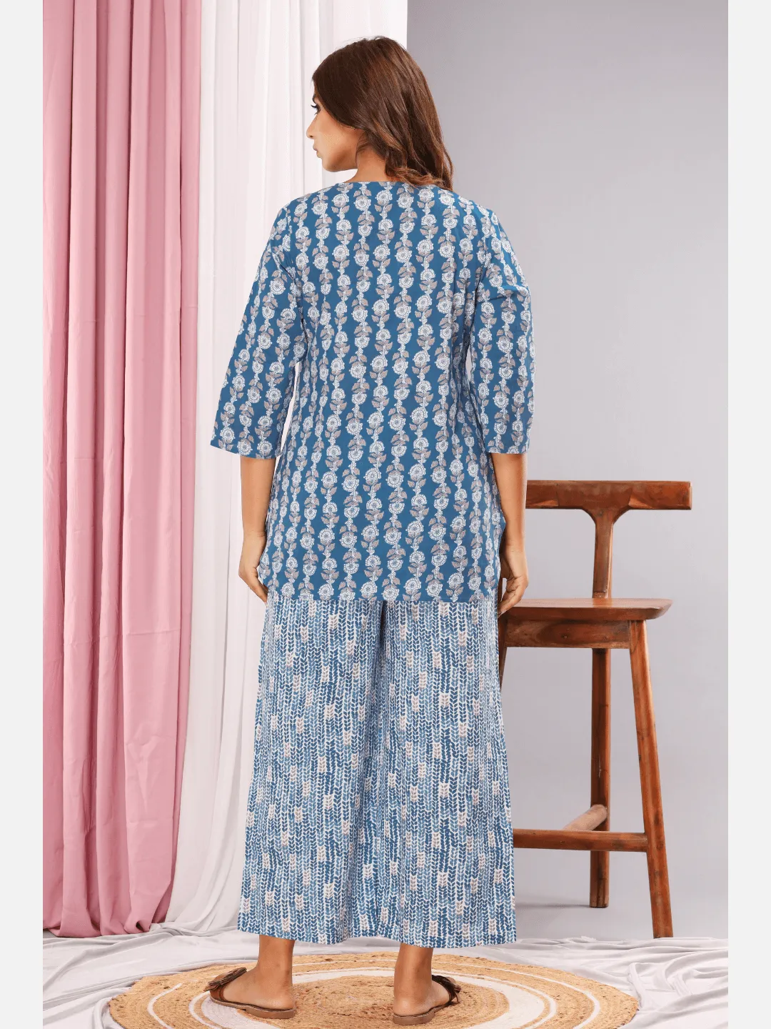 Frost Blue Cotton Lounge Wear