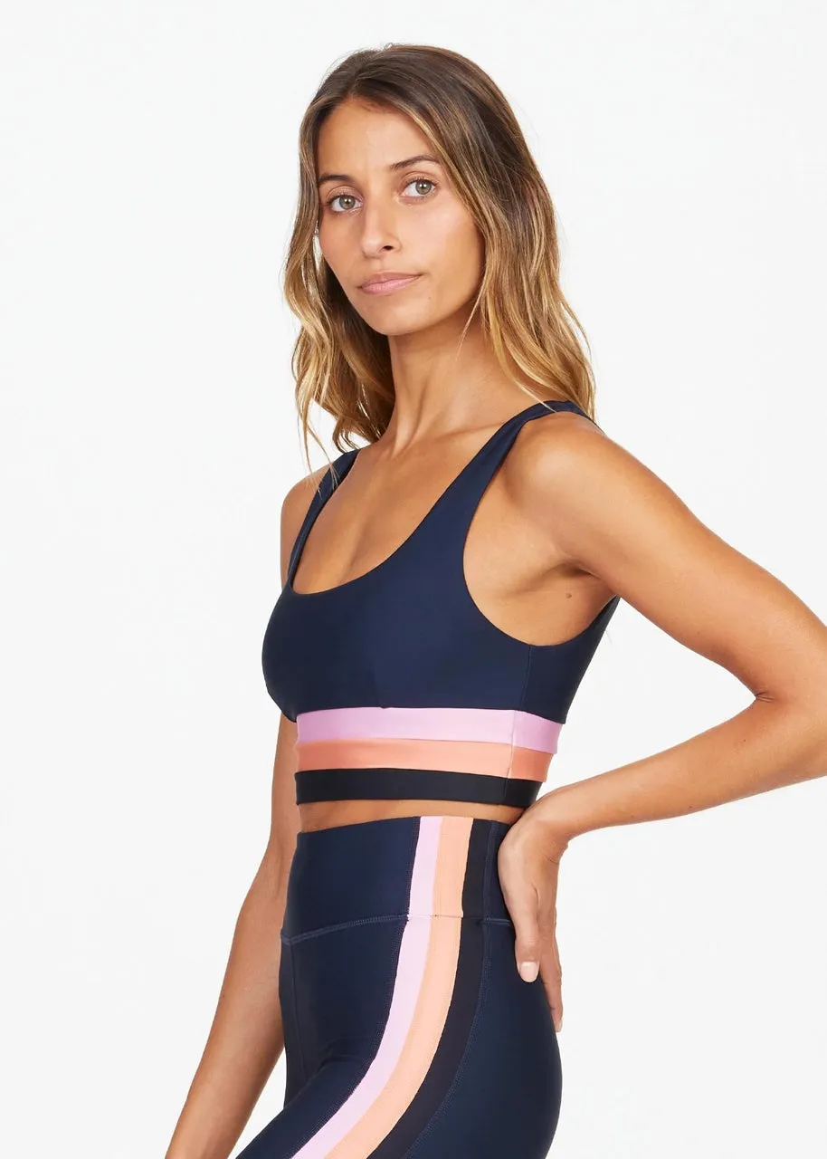 Jewel Color Block Daisy Bra, Navy