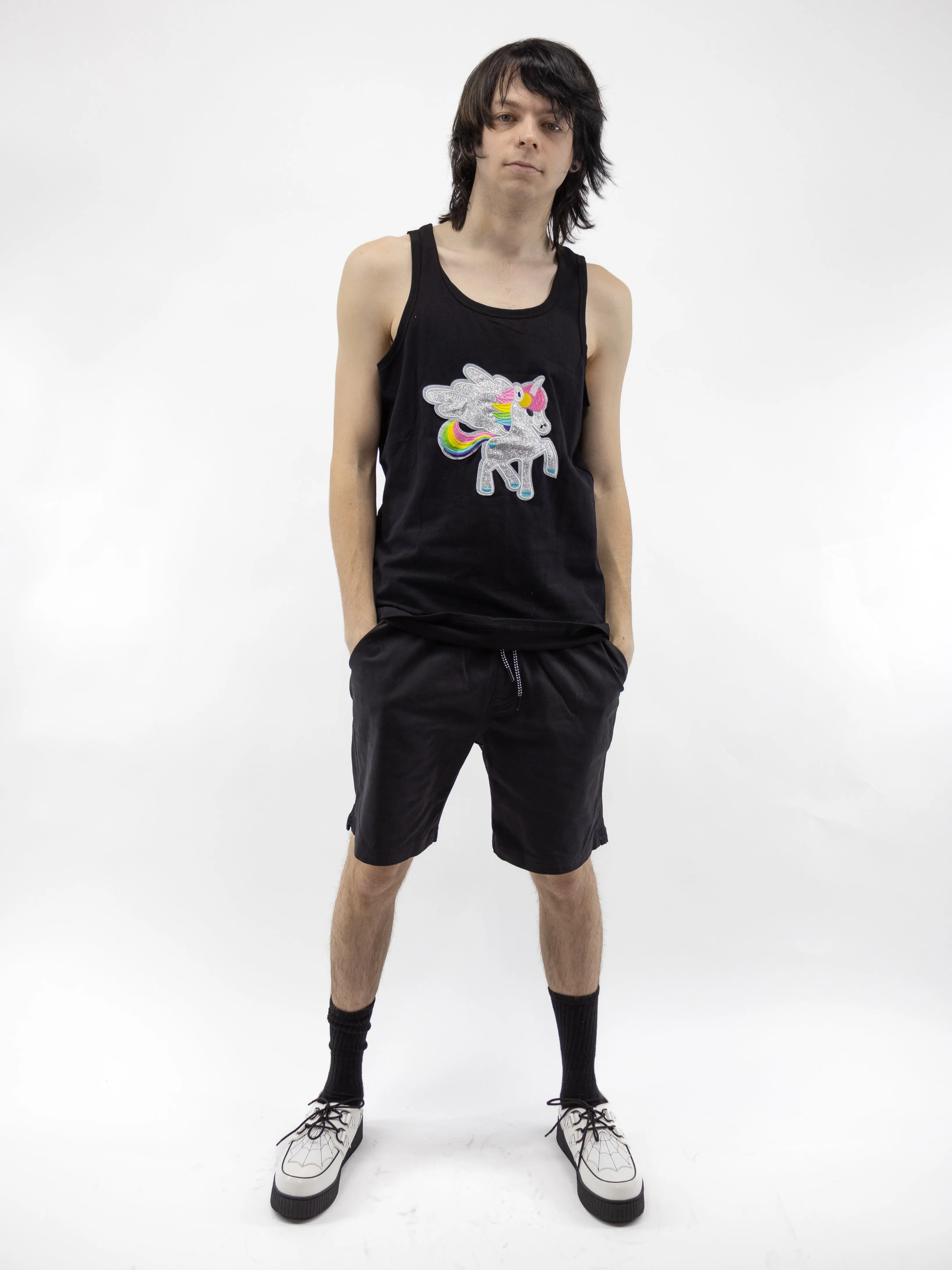 Joey Black Unisex Drawstring Shorts