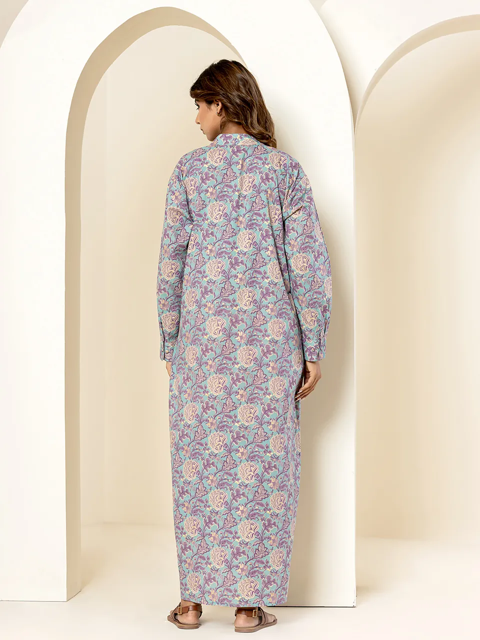 lavender lilac deep V neck 2 - piece Pure Cotton set