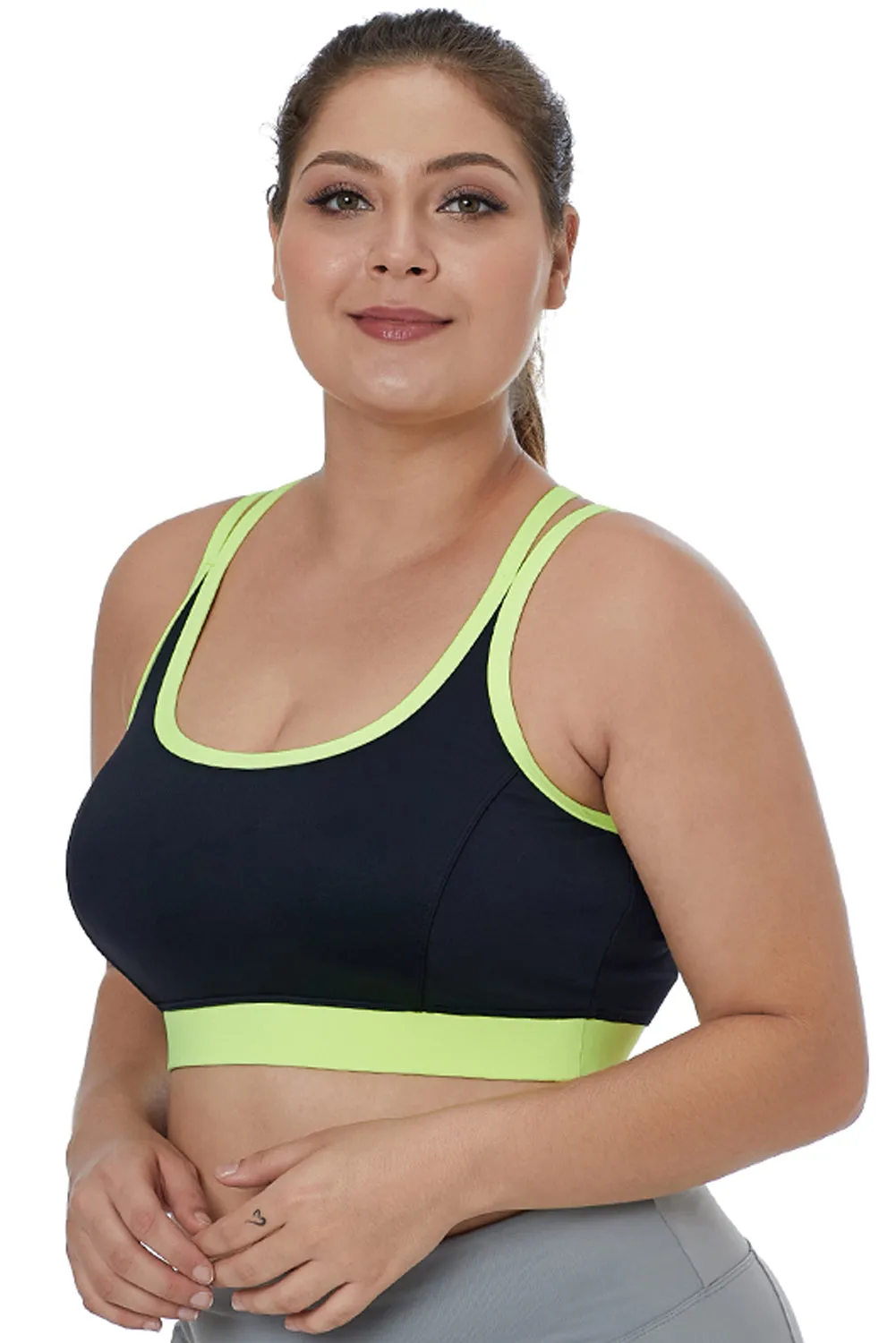 Lemon Double Straps Black Sports Bra