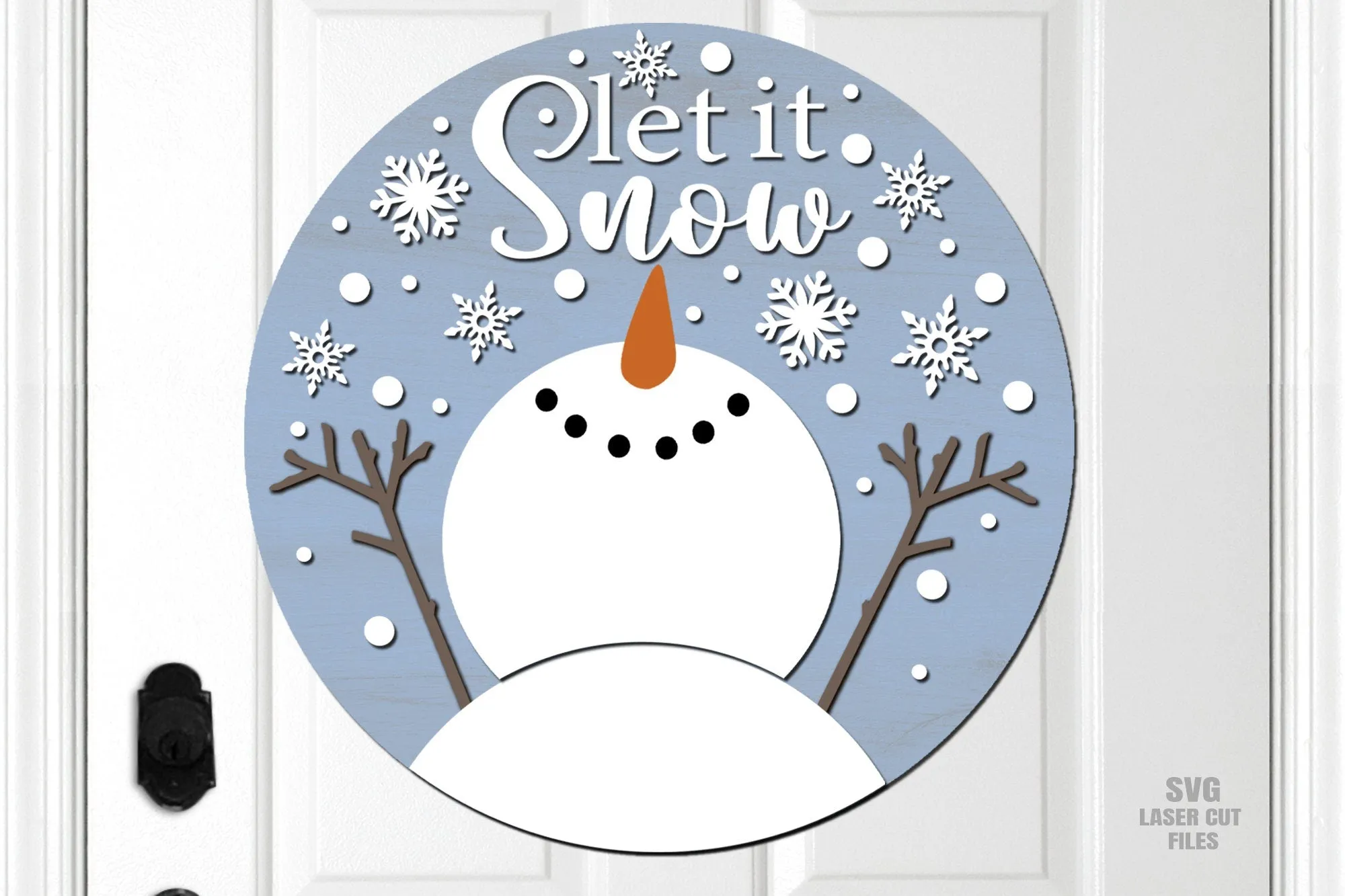 Let It Snow SVG Laser Cut Files | Christmas Snowman Sign SVG