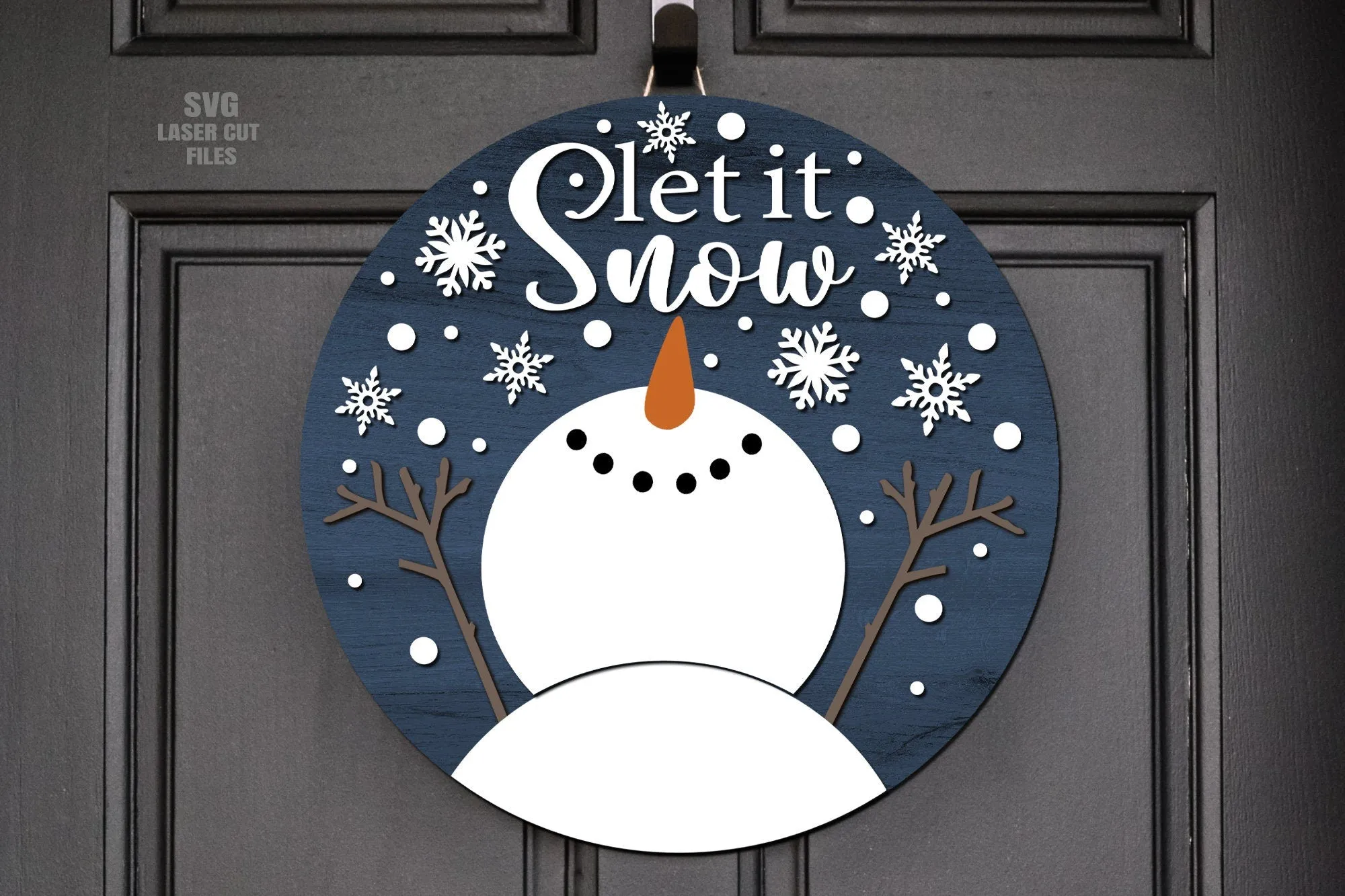 Let It Snow SVG Laser Cut Files | Christmas Snowman Sign SVG