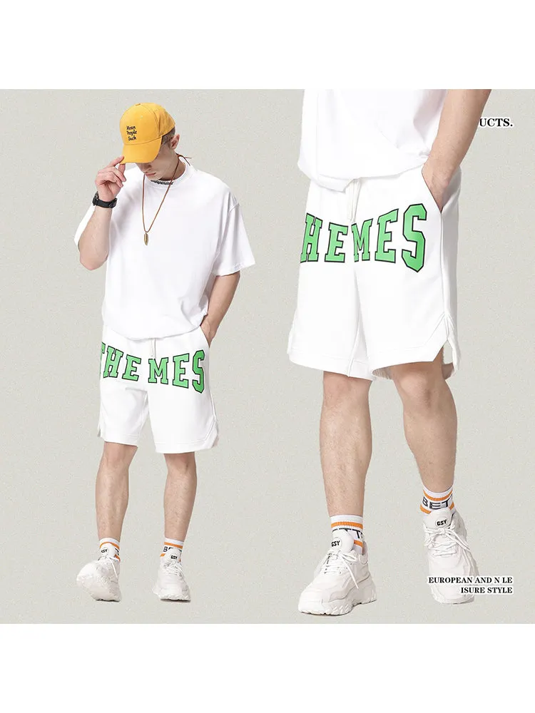 Letter Foam Print Casual Running Shorts Basketball Shorts