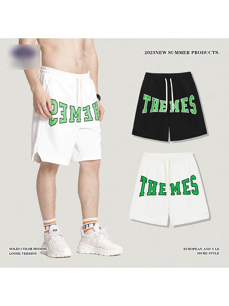 Letter Foam Print Casual Running Shorts Basketball Shorts