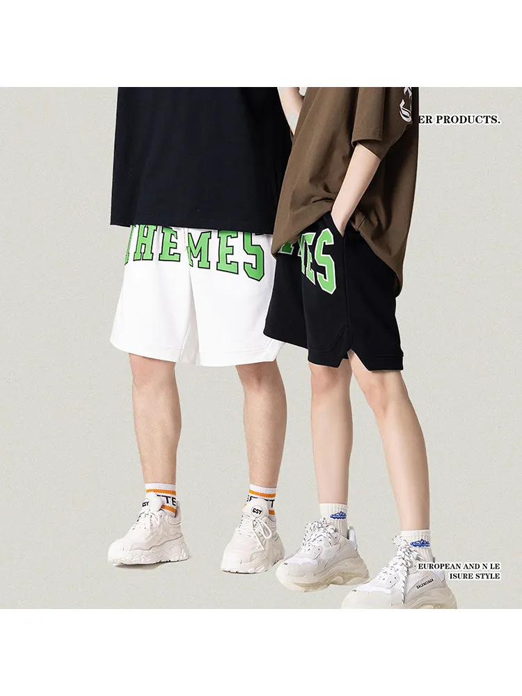 Letter Foam Print Casual Running Shorts Basketball Shorts