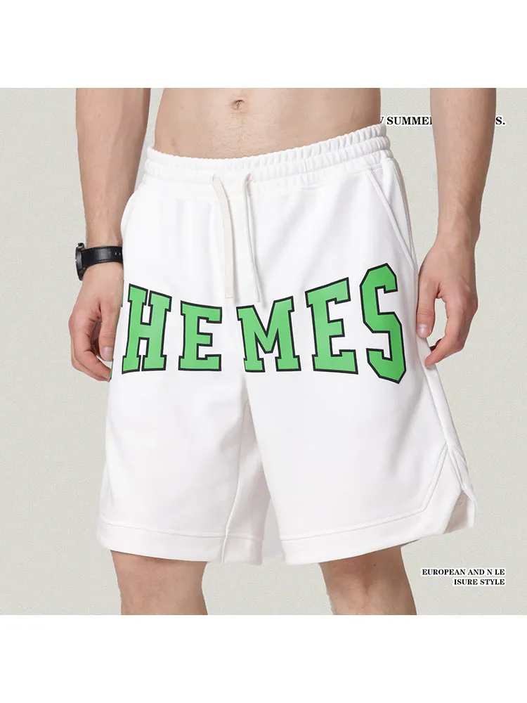 Letter Foam Print Casual Running Shorts Basketball Shorts