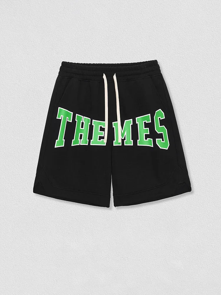 Letter Foam Print Casual Running Shorts Basketball Shorts
