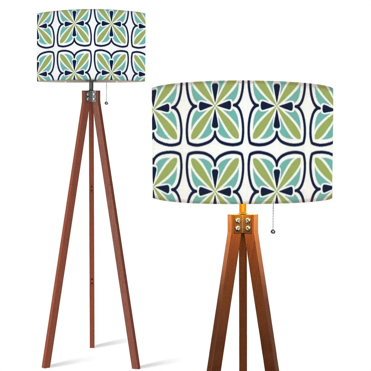 Mid Century Modern Scandinavian Blue, Green Mod Tripod Floor Lamp