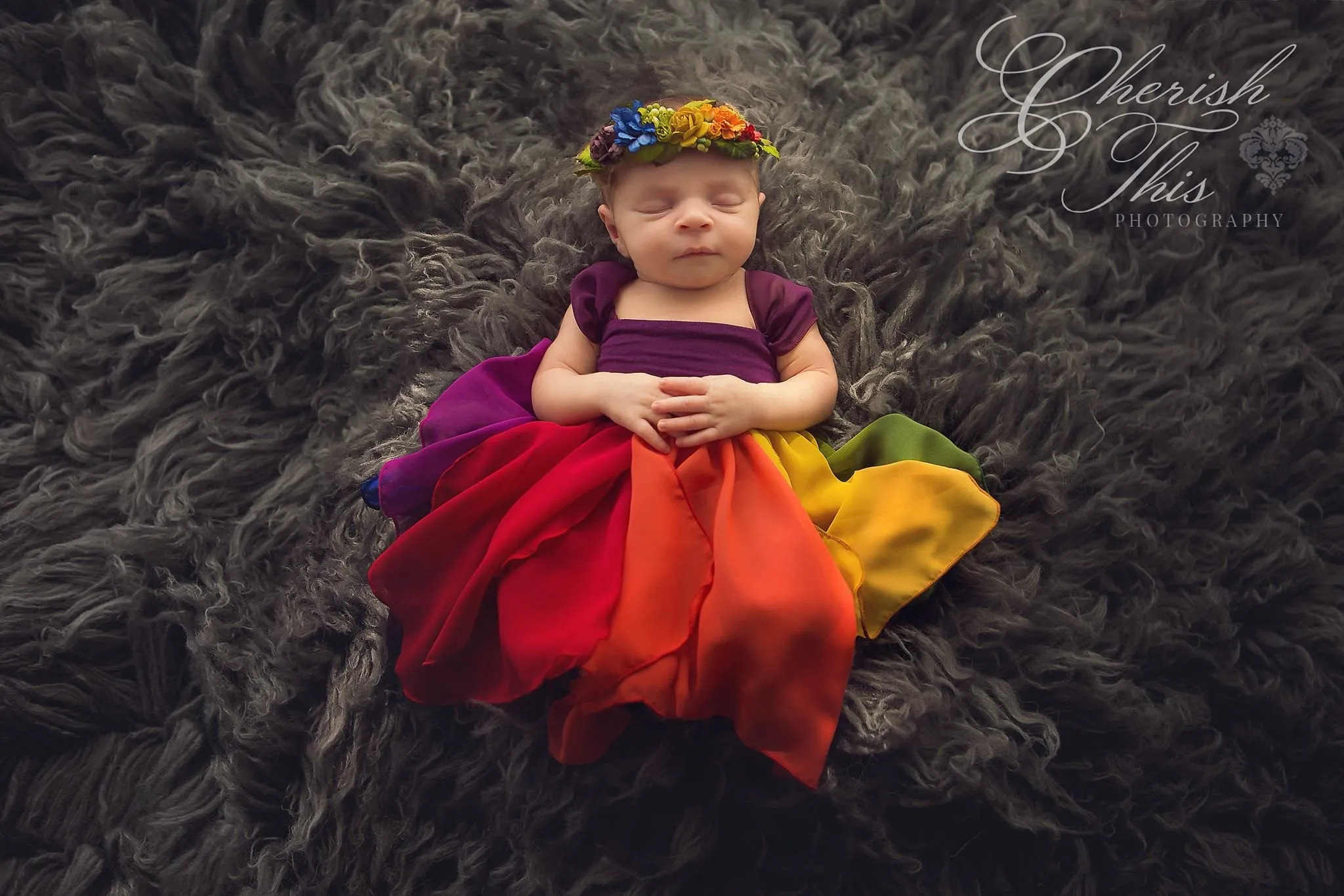 MINI Esperanza Floral Crown {jewel tones} • Rainbow Baby Line • Newborn Rainbow Floral Crown • Hope Floral Crown • Bohemian Crown • Rainbow Baby Crown | READY TO SHIP • by Sew Trendy