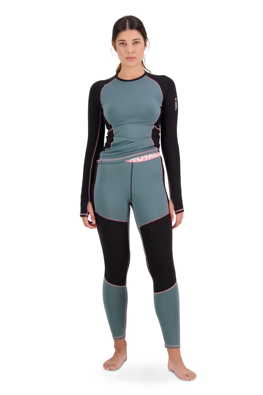 Mons Royale Olympus Legging Thermals Womens Burnt Sage / Black