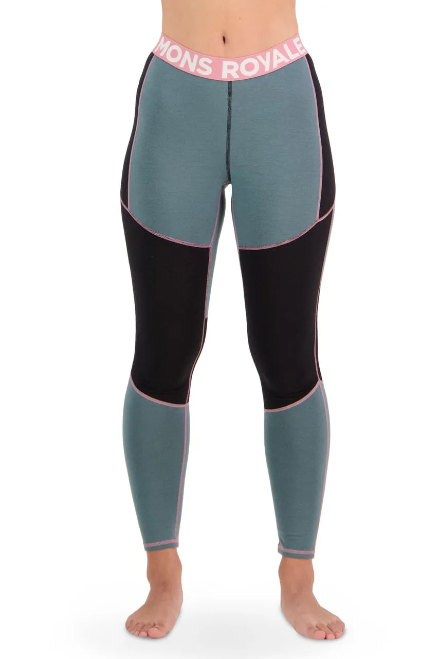 Mons Royale Olympus Legging Thermals Womens Burnt Sage / Black