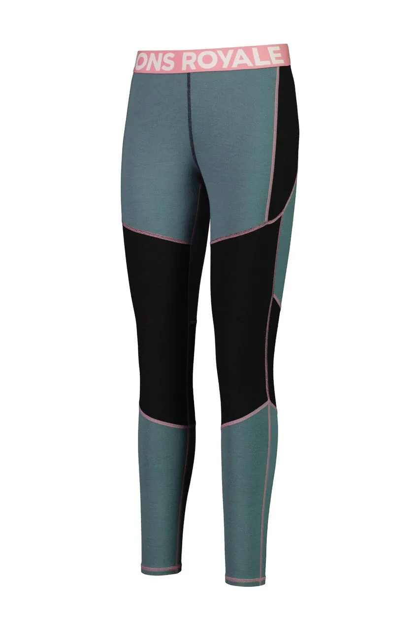 Mons Royale Olympus Legging Thermals Womens Burnt Sage / Black