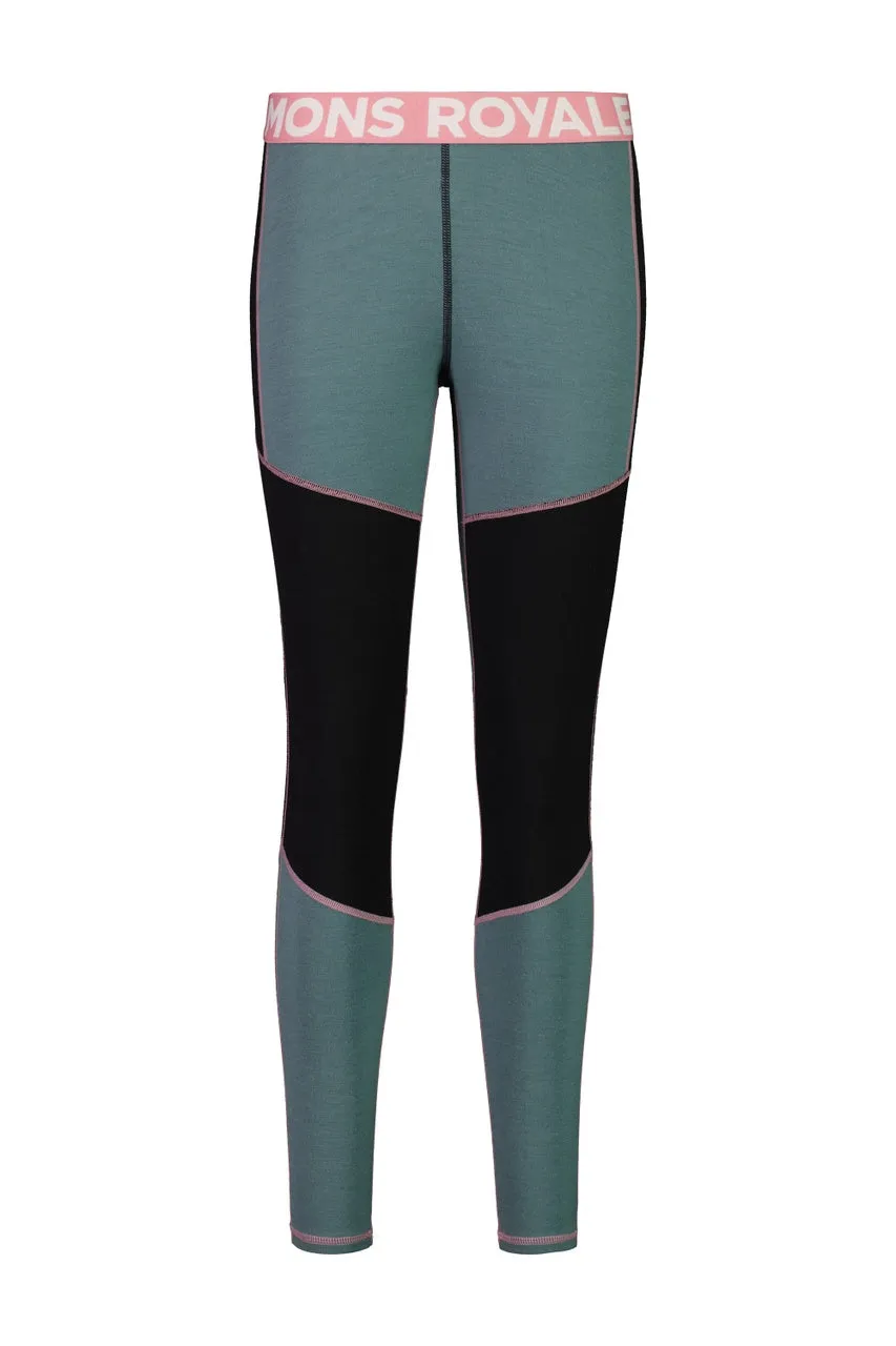 Mons Royale Olympus Legging Thermals Womens Burnt Sage / Black