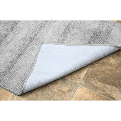 New - 24"x40" Essence Nylon Washable Bath Rug Platinum Gray - Garland