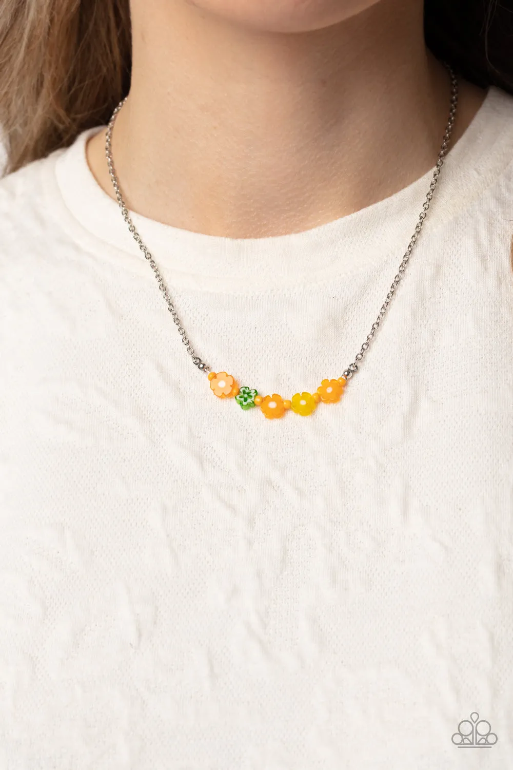 Open Door Jewelry - BOUQUET We Go - Orange Necklace - Paparazzi Accessories