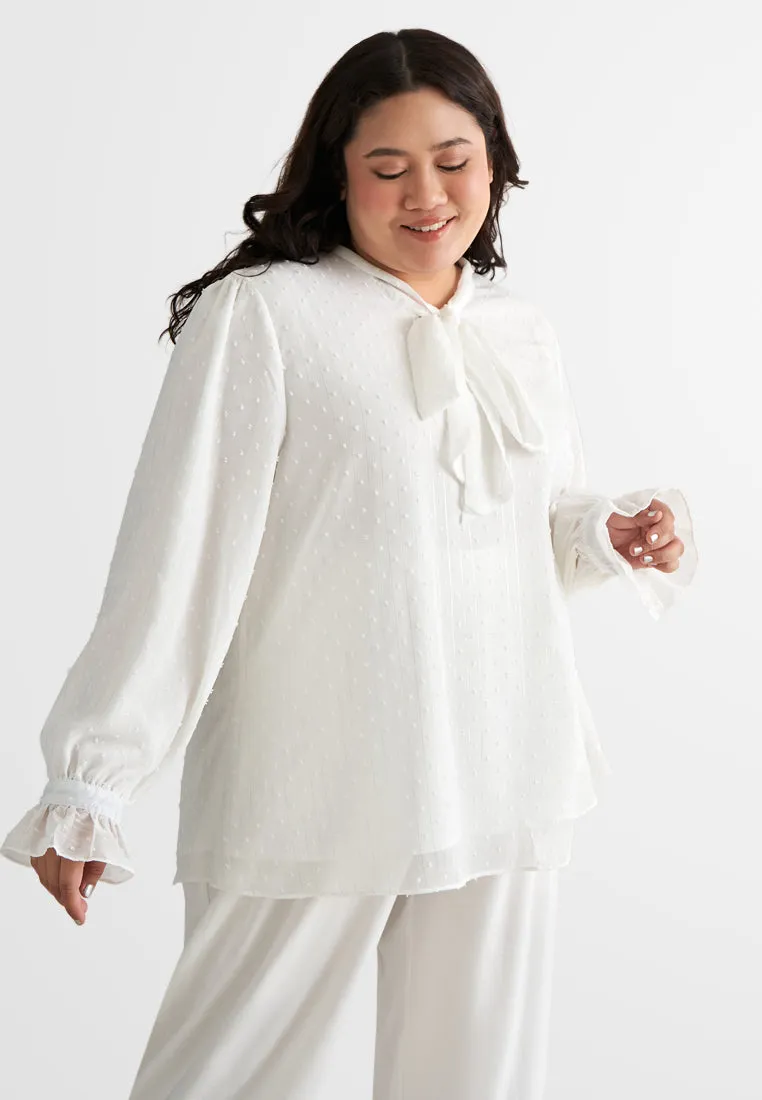 Phoebe Pom Pom Ribbon Tie Blouse