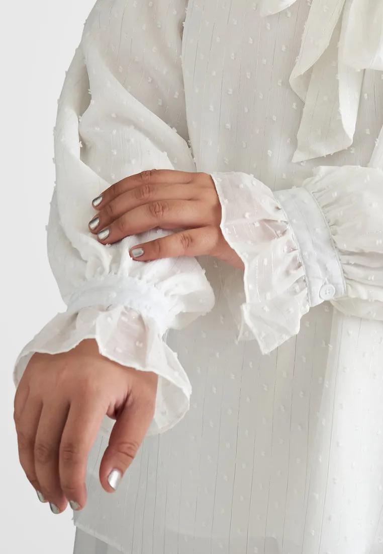 Phoebe Pom Pom Ribbon Tie Blouse
