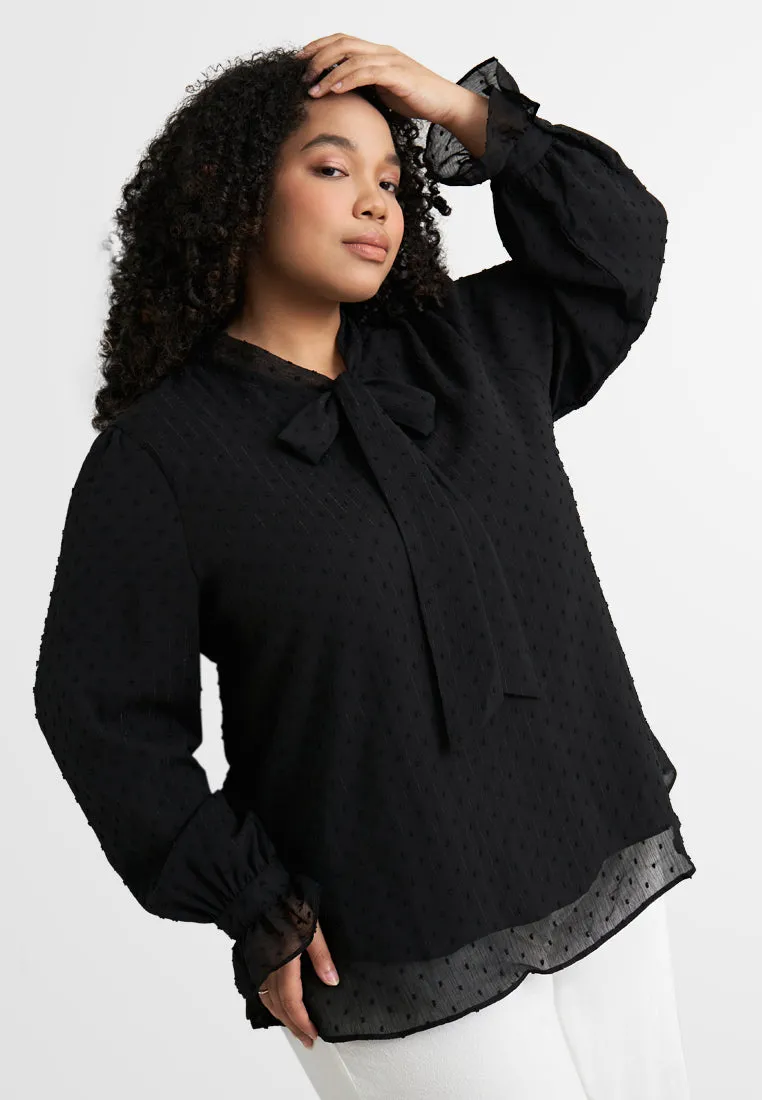Phoebe Pom Pom Ribbon Tie Blouse