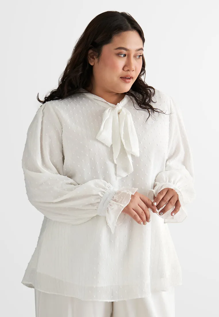 Phoebe Pom Pom Ribbon Tie Blouse