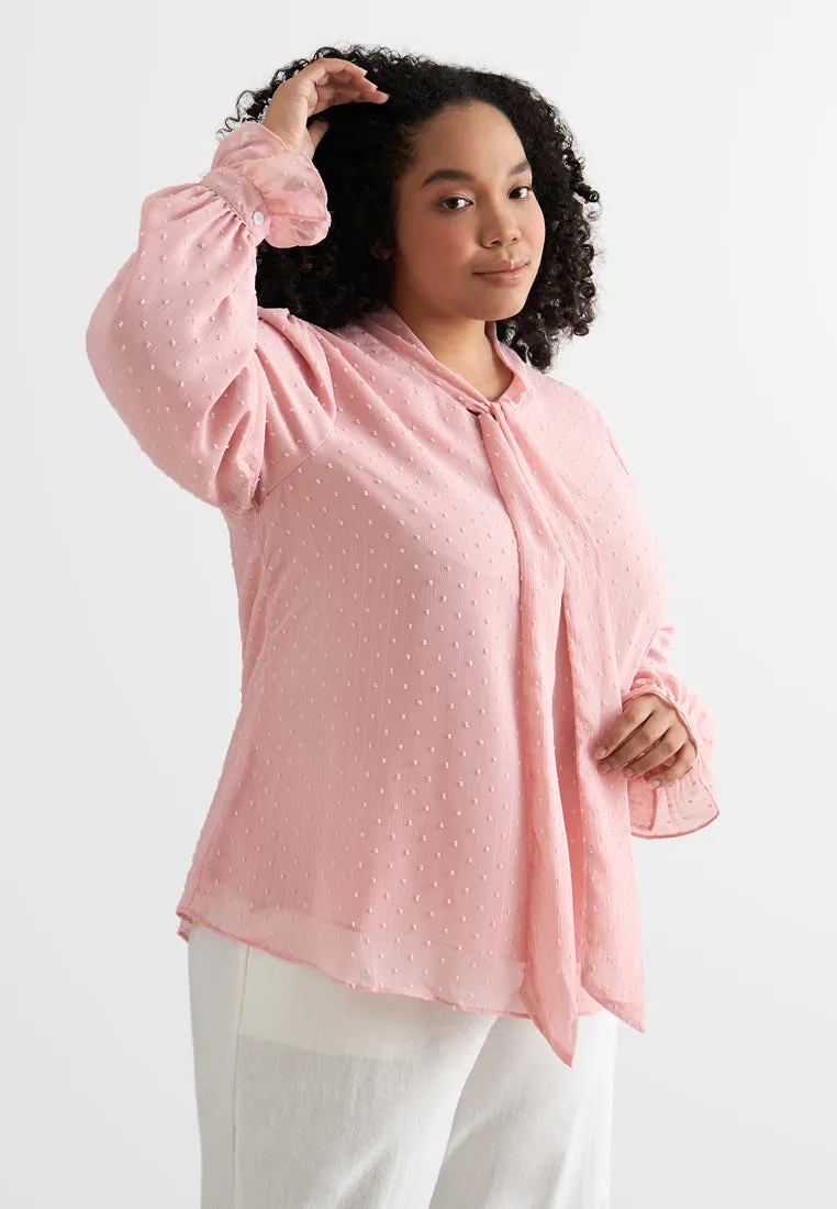 Phoebe Pom Pom Ribbon Tie Blouse