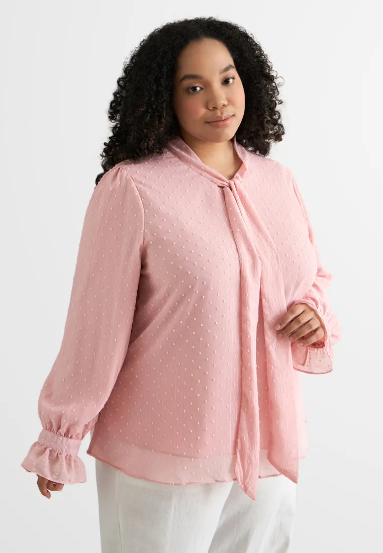 Phoebe Pom Pom Ribbon Tie Blouse