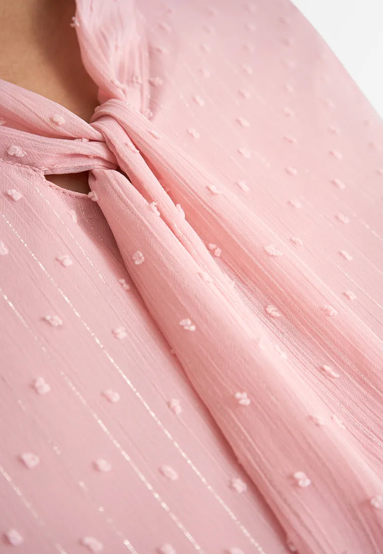 Phoebe Pom Pom Ribbon Tie Blouse