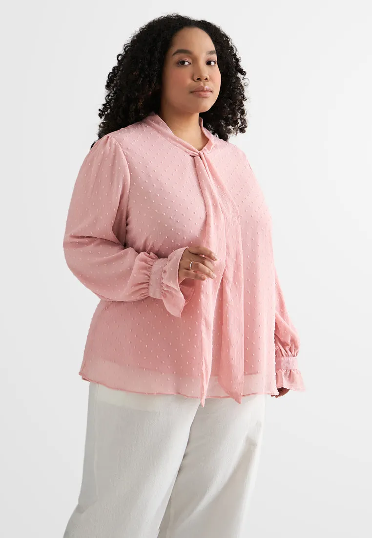 Phoebe Pom Pom Ribbon Tie Blouse