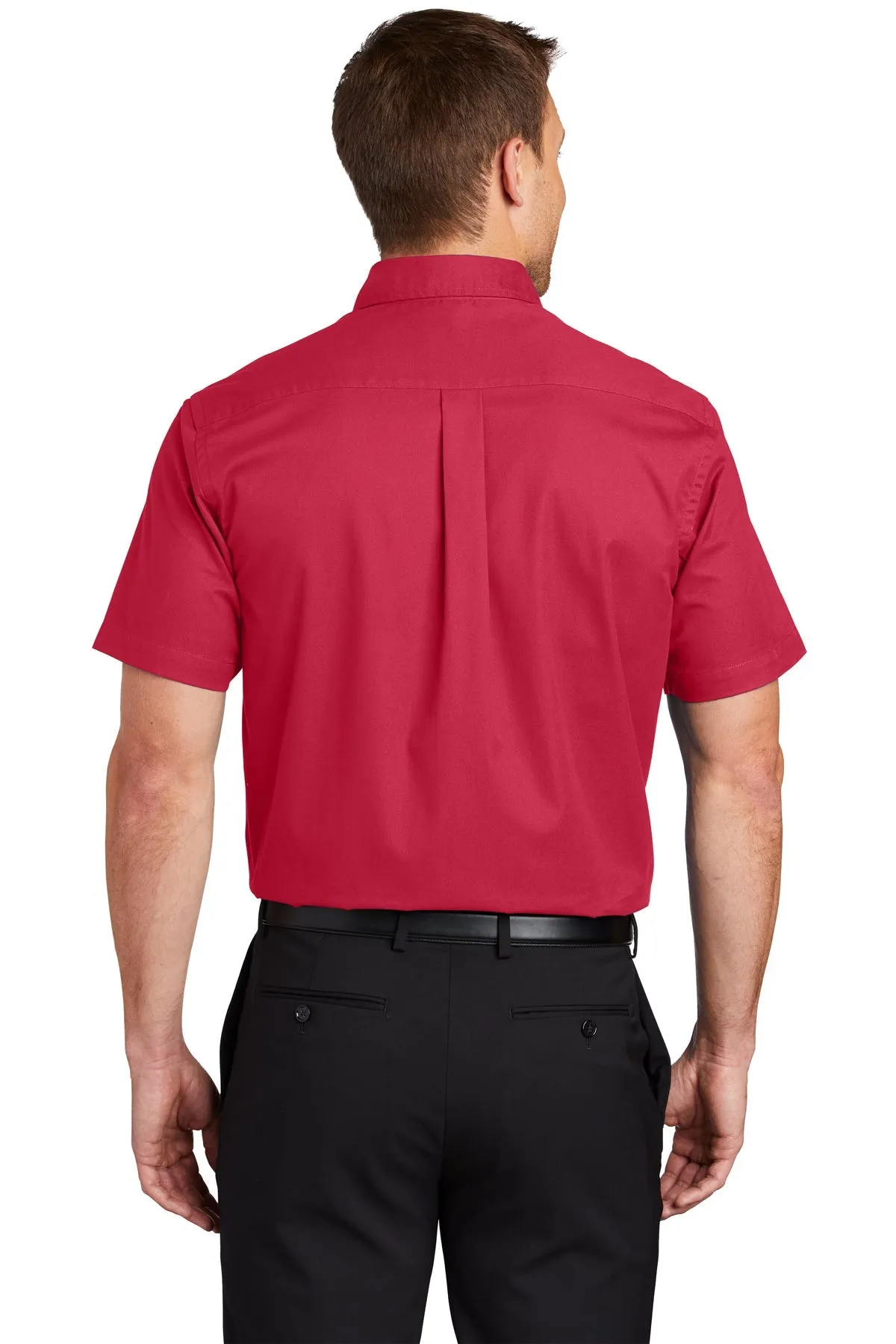 Port Authority Tall Short Sleeve Custom Easy Care Shirts, Red/ Light Stone
