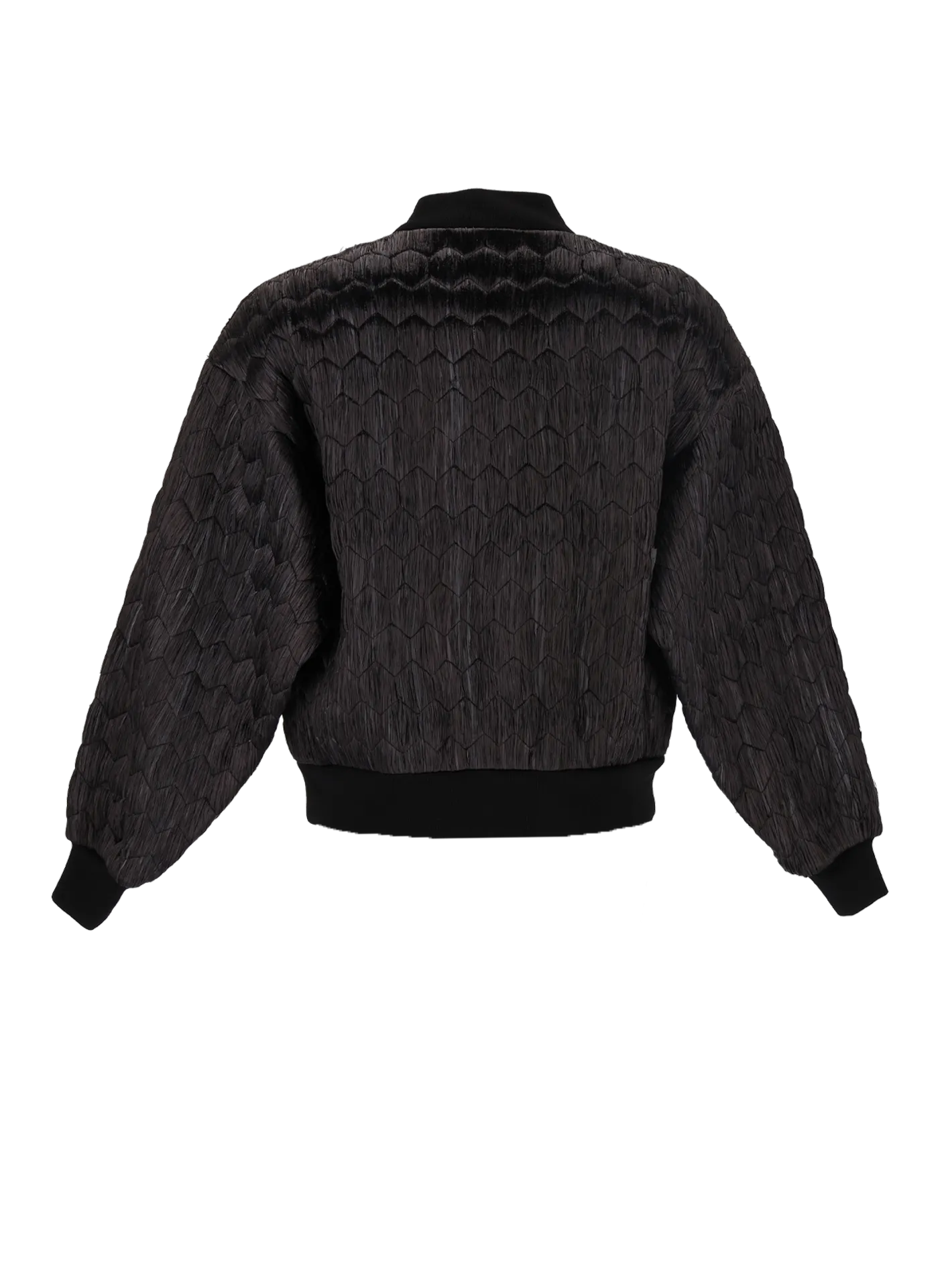 quilted raffia bomber jacket