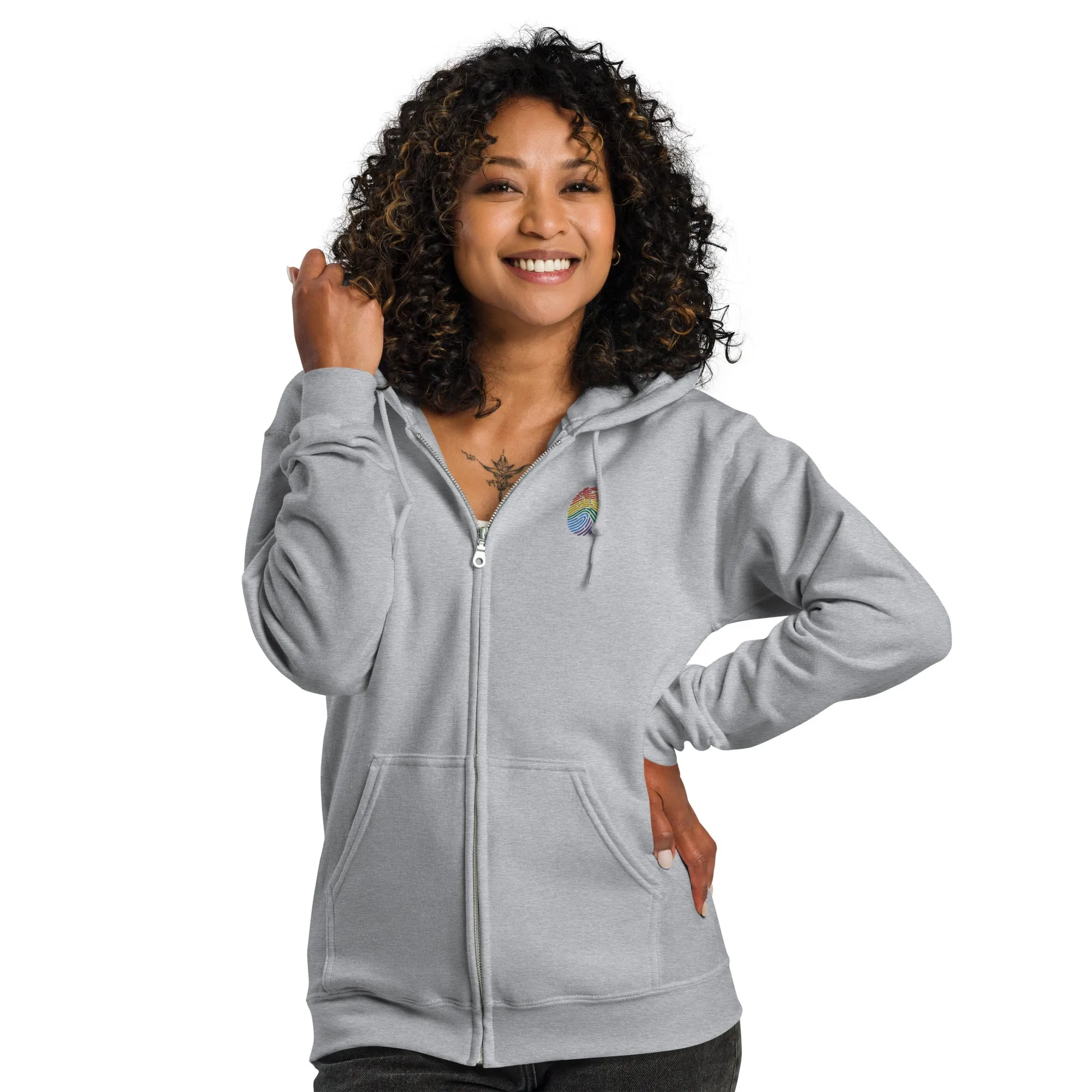 Rainbow Identity Embroidery Heavy Blend Zip Hoodie