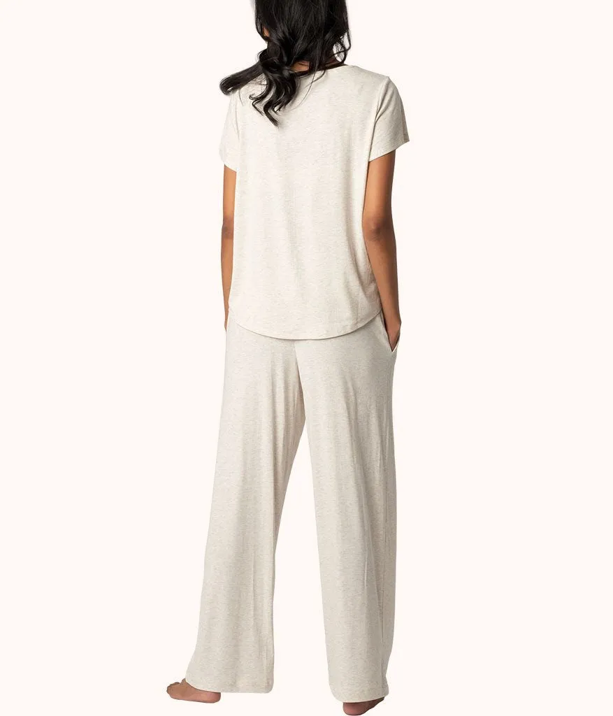 The Ribbed Lounge Pant: Heathered Oat