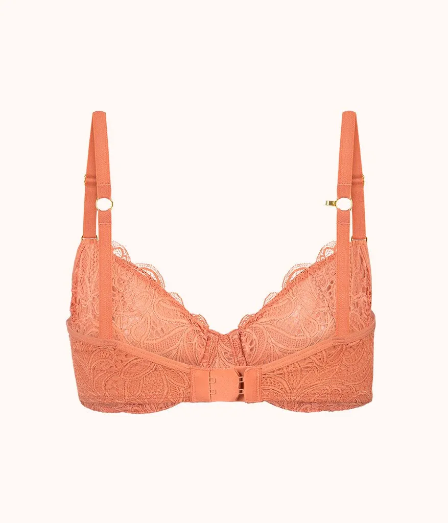 The Unlined Lace Bra: Terracotta