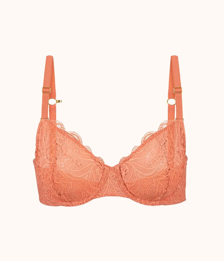 The Unlined Lace Bra: Terracotta